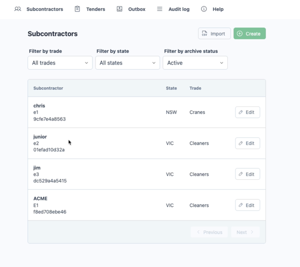 Image of Subcontractor management portal